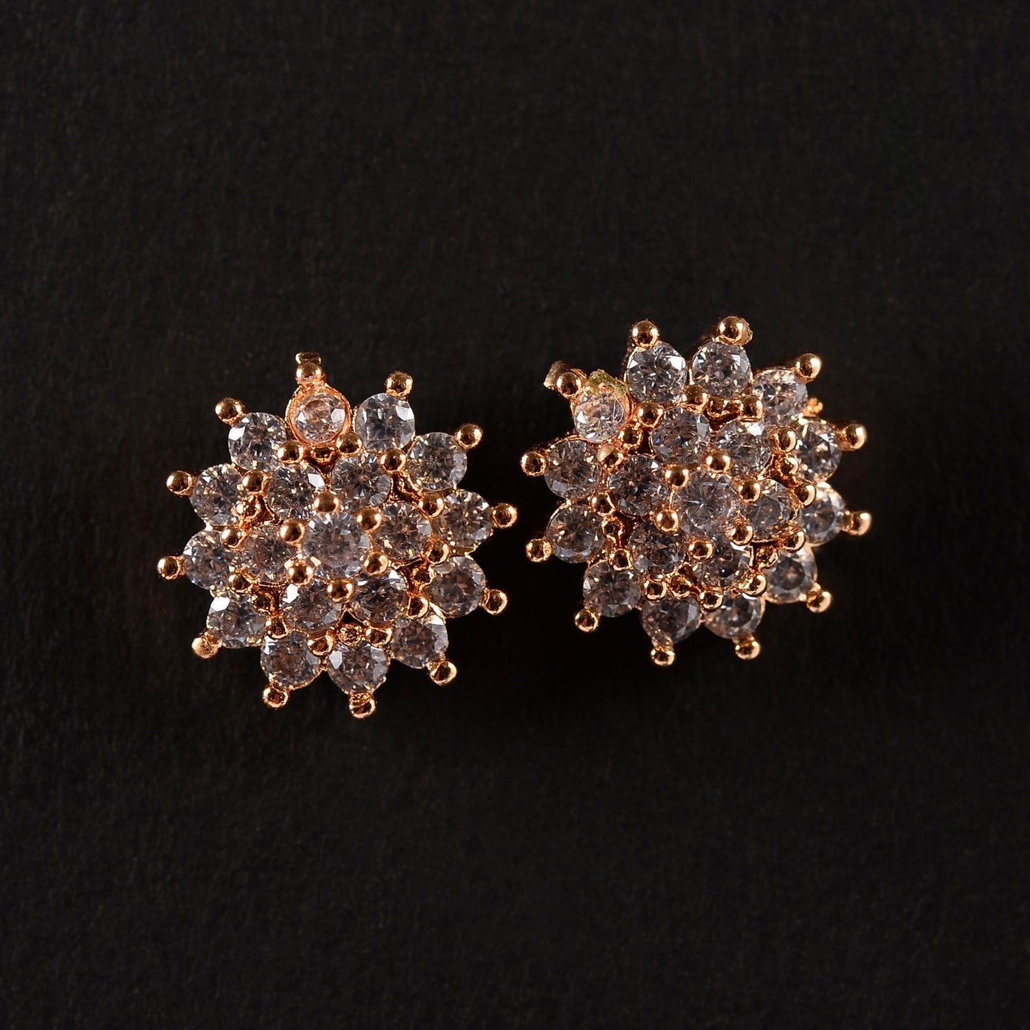 Moonaria- Stone Studded Zirconia Stud Earrings