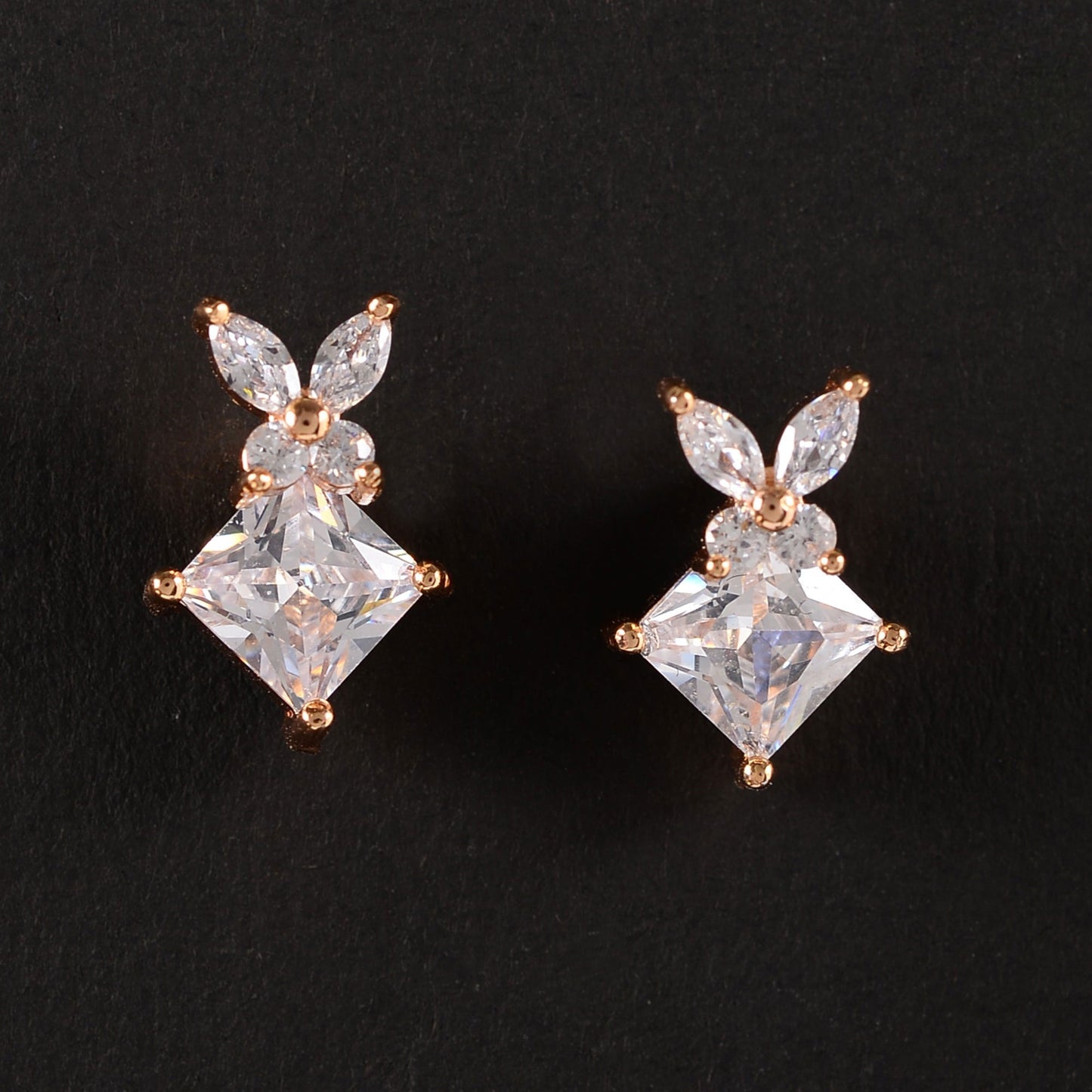 Selunelle- Stone Studded Zirconia Stud Earrings