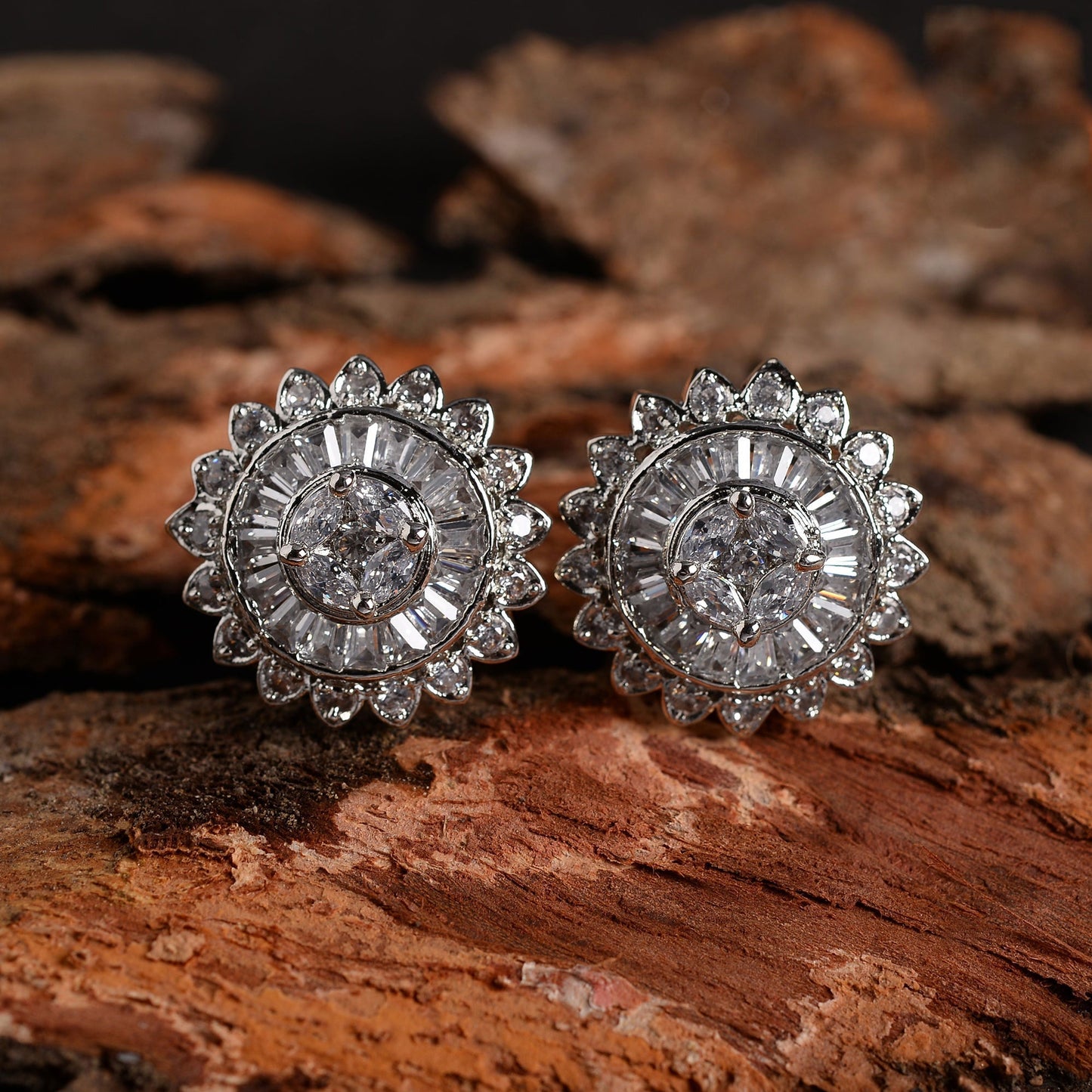 Stariva- Stone Studded Zirconia Stud Earrings