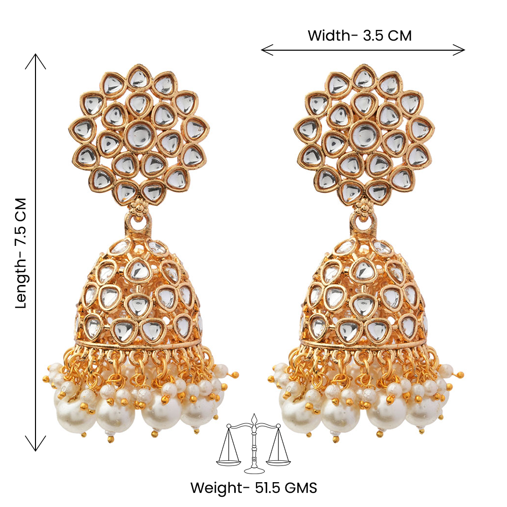 Ivana- Stone Studded Hanging Pearl Jhumki Earrings