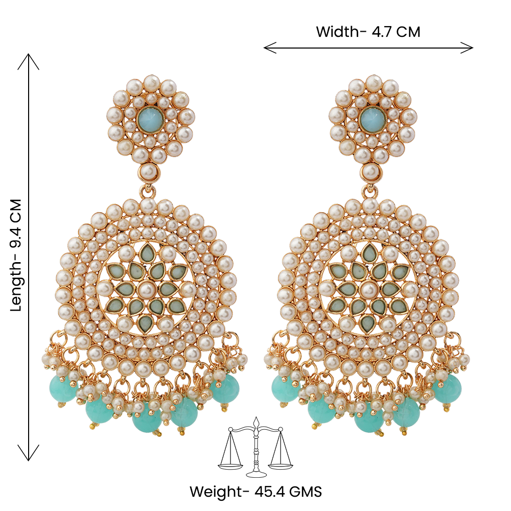 Kavya- Stone Studded Hanging Pearl Dangler Earrings