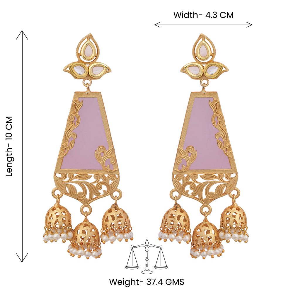 Krisha- Stone Studded Hanging Pearl Jhumki Earrings