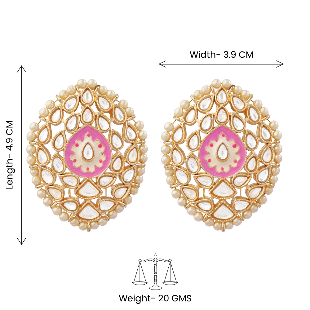Mridula- Stone Studded Pearl Framed Stud Earrings