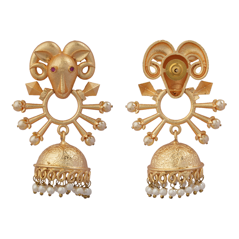 Naisha- Hanging Pearl Jhumki Earrings