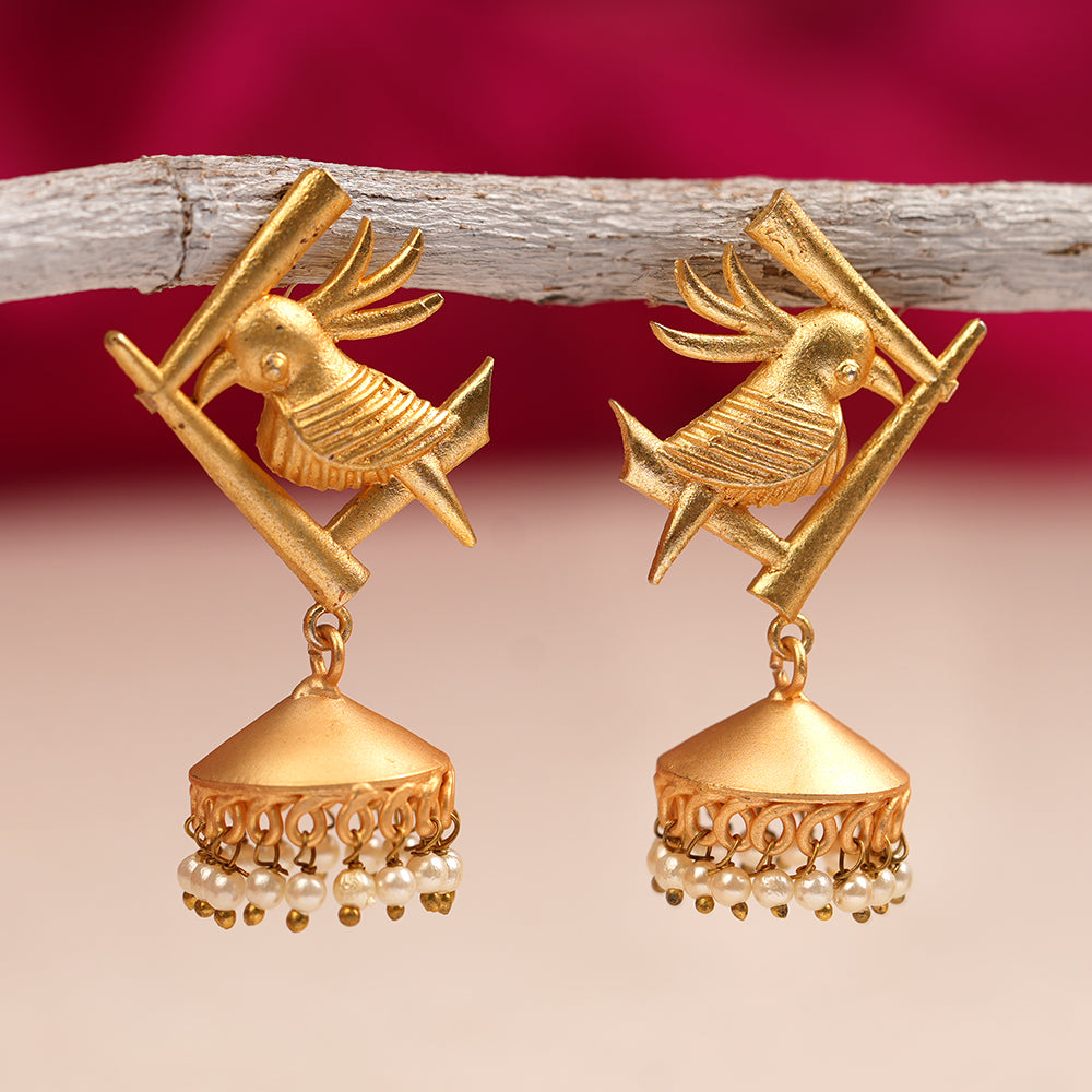 Naira- Hanging Pearl Jhumki Earrings