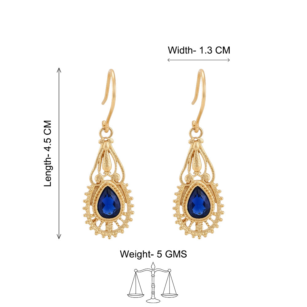 Ruhi- Stone Studded Dangler Earrings(Blue)