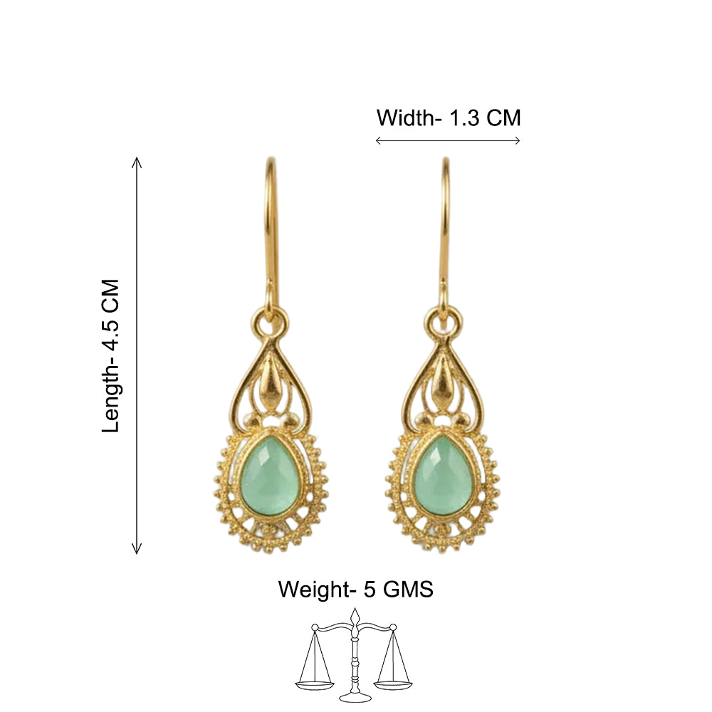 Ruhi- Stone Studded Dangler Earrings(Mint)