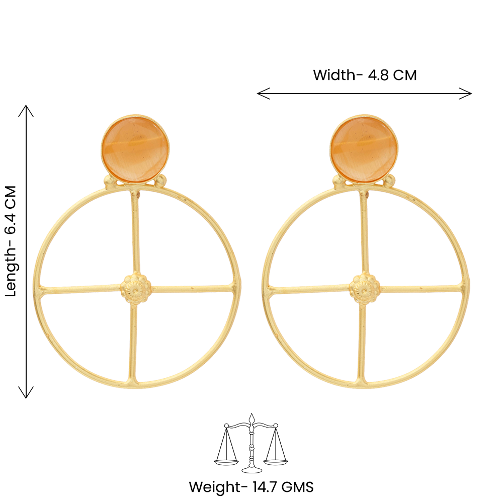 Vanita- Stone Studded Golden Framed Earrings(Yellow)
