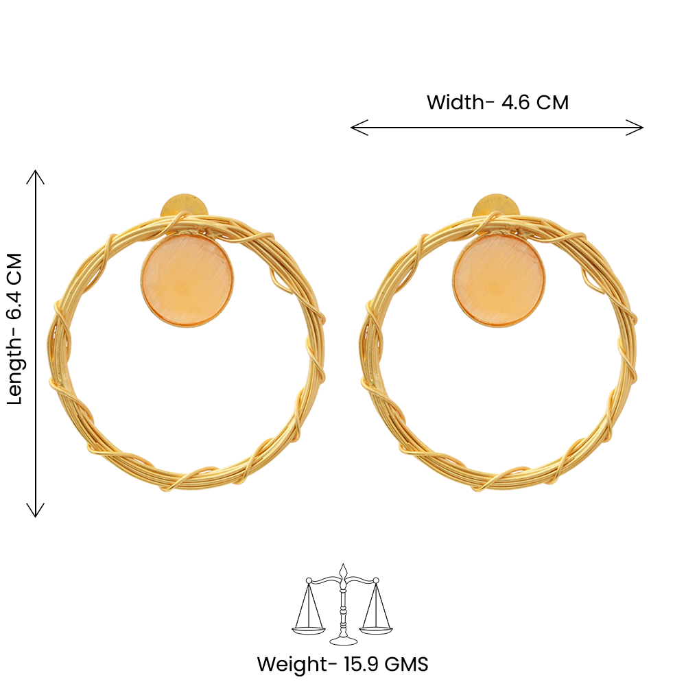 Deeptika- Stone Studded Golden Framed Earrings(Yellow)