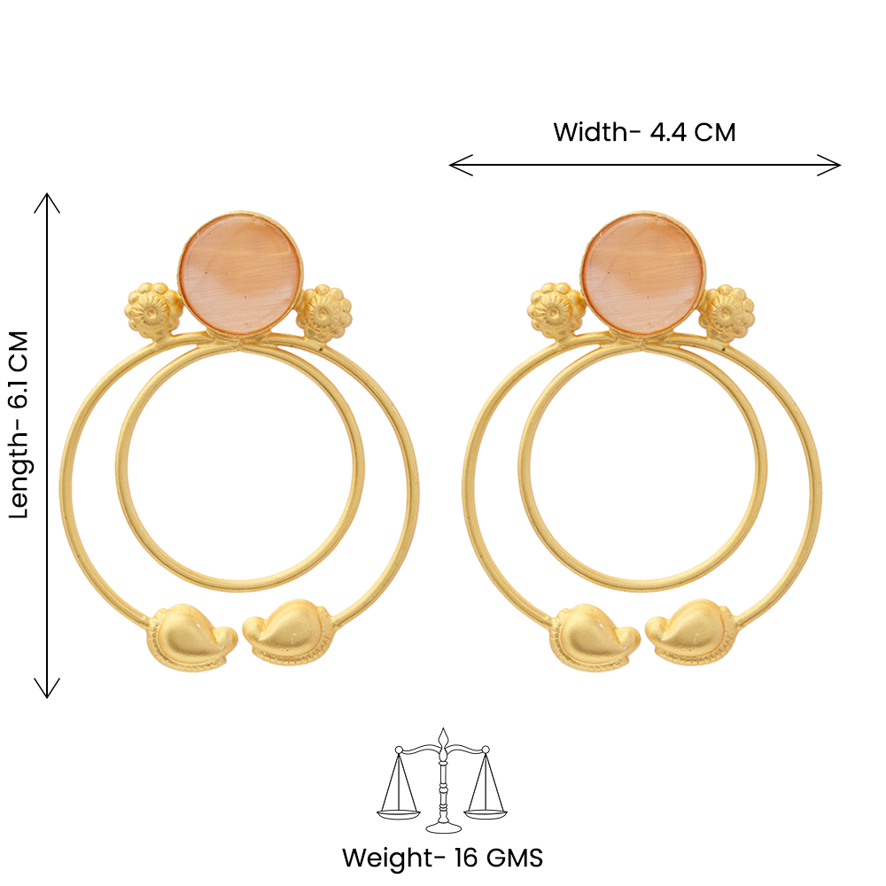 Devika- Stone Studded Golden Framed Earrings(Yellow)