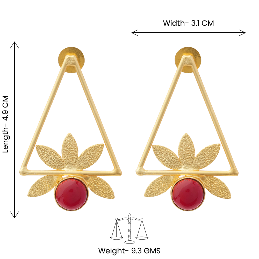 Jhanak- Stone Studded Golden Framed Earrings(Red)