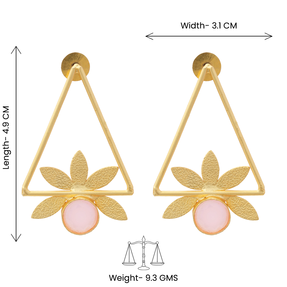 Jhanak- Stone Studded Golden Framed Earrings(Pink)