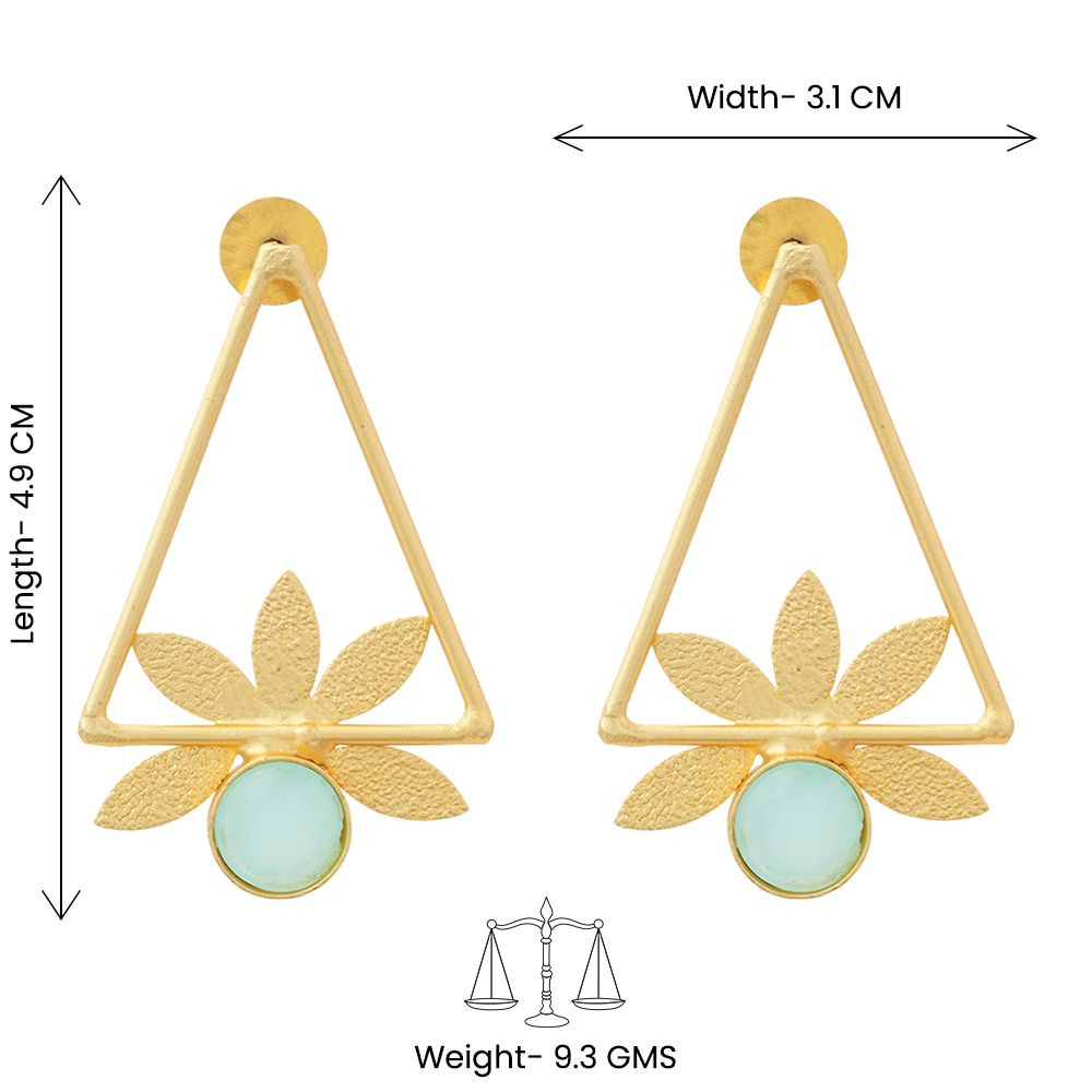 Jhanak- Stone Studded Golden Framed Earrings(Mint)