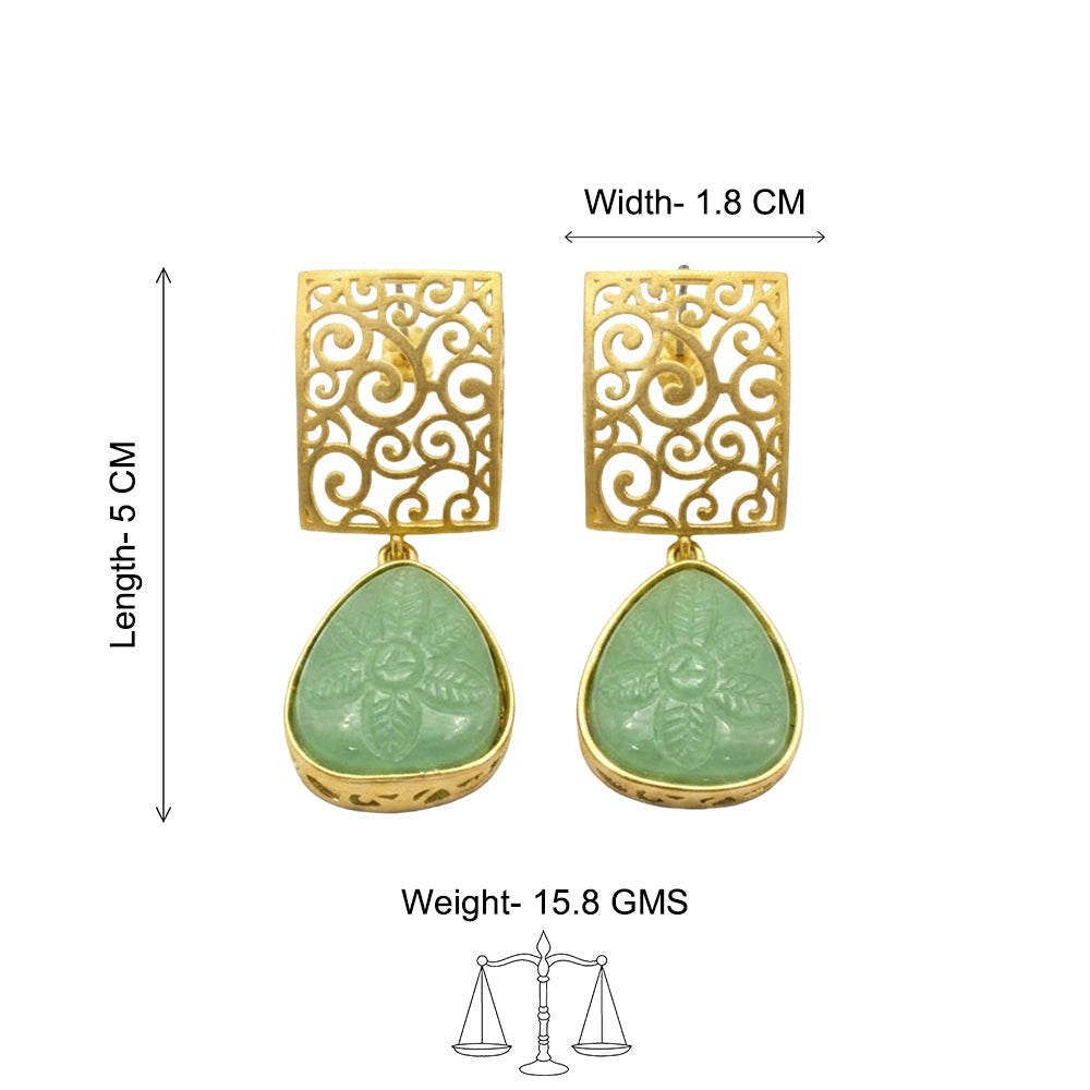 Kiyaa- Stone studded dangler earrings(Mint)
