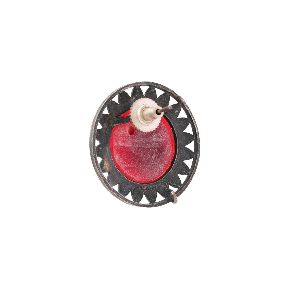 Manikya- Silver Brass Stone-Studded Stud Earrings(Red)
