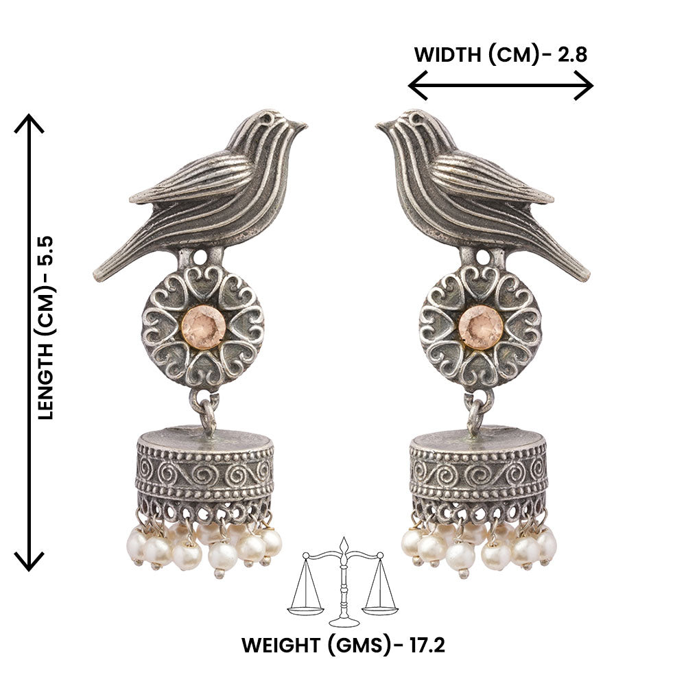 Chakori- Silver Brass Oxidised Jhumka Earrings(Golden)