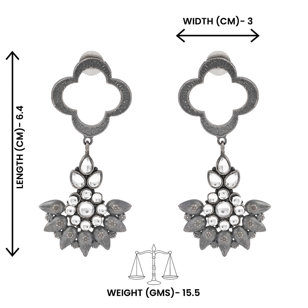 Noorika- Silver Brass Oxidised dangler earrings
