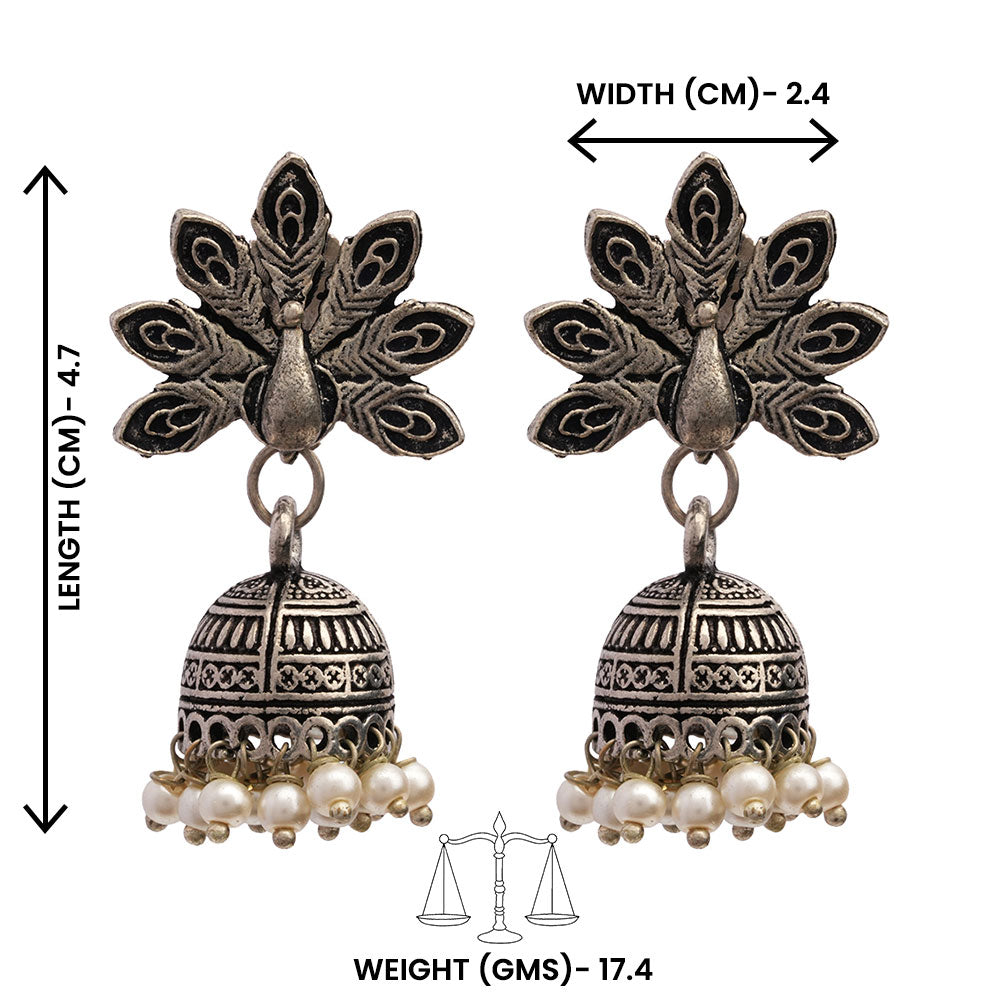 Neelkanth- Silver Brass Pearl Jhumka earrings