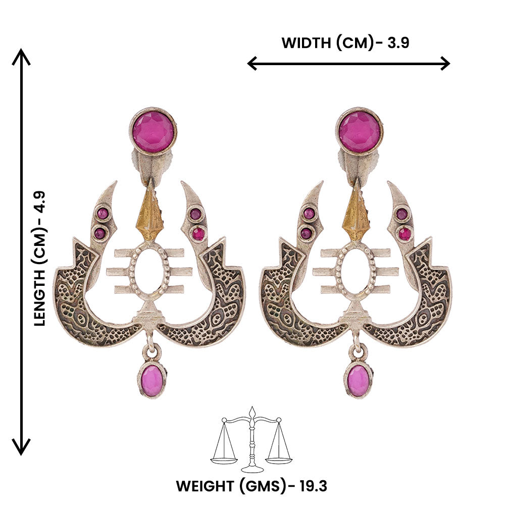 Shivangi- Silver Brass Oxidised dangler earrings