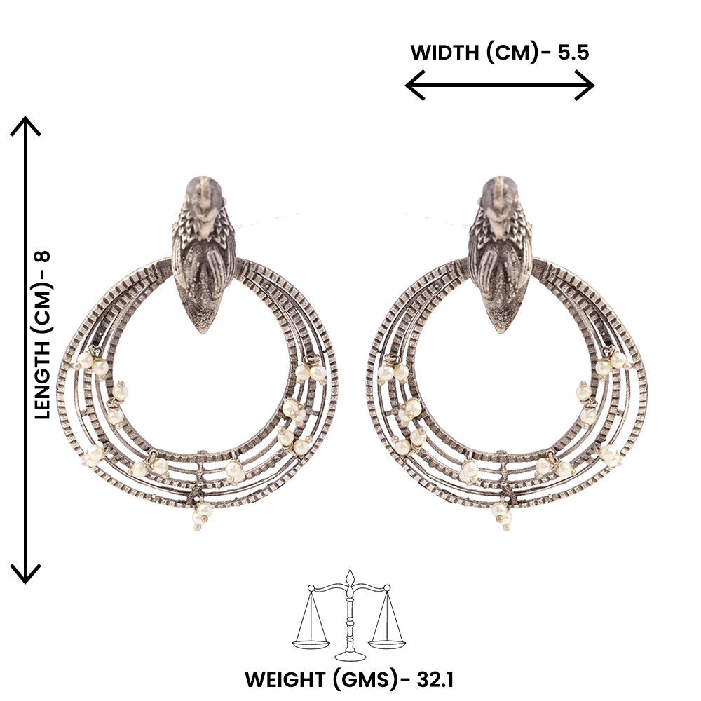 Rupantar- Silver Brass Oxidised dangler earrings