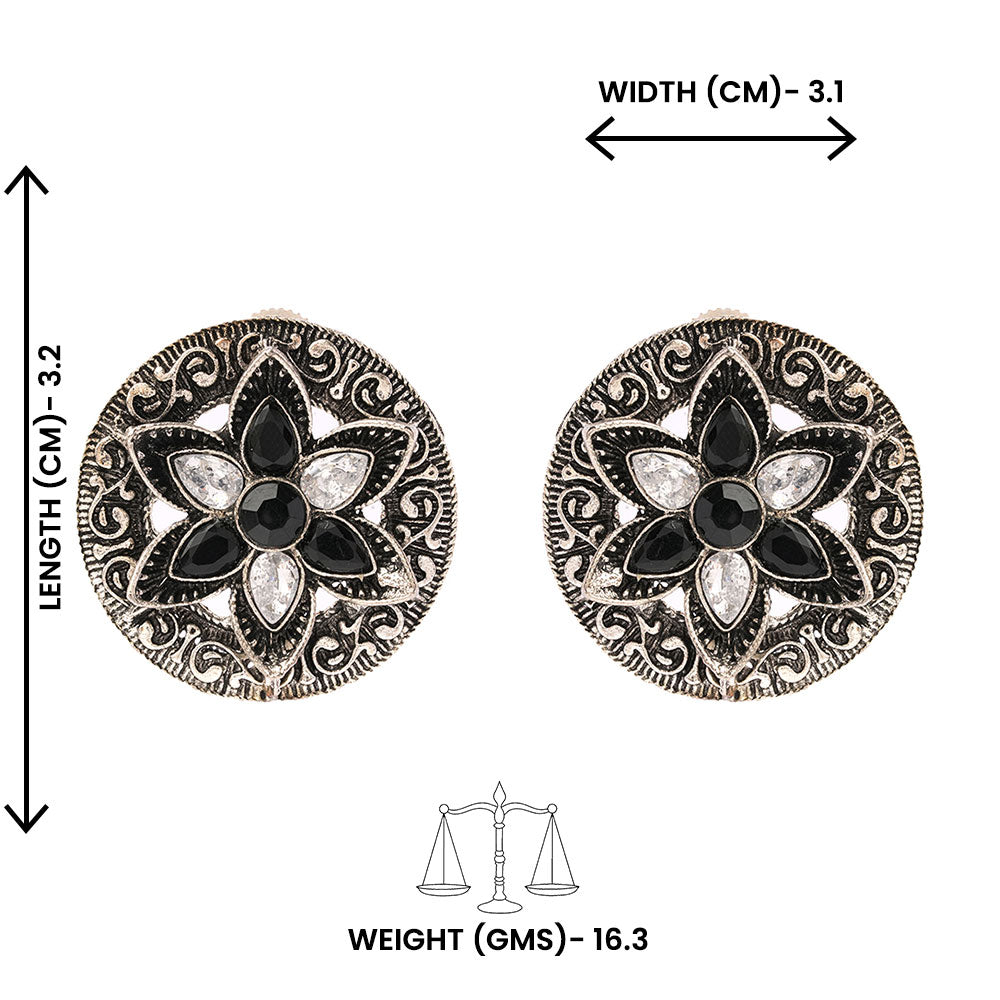 Gulmira- Silver oxidised stud earrings