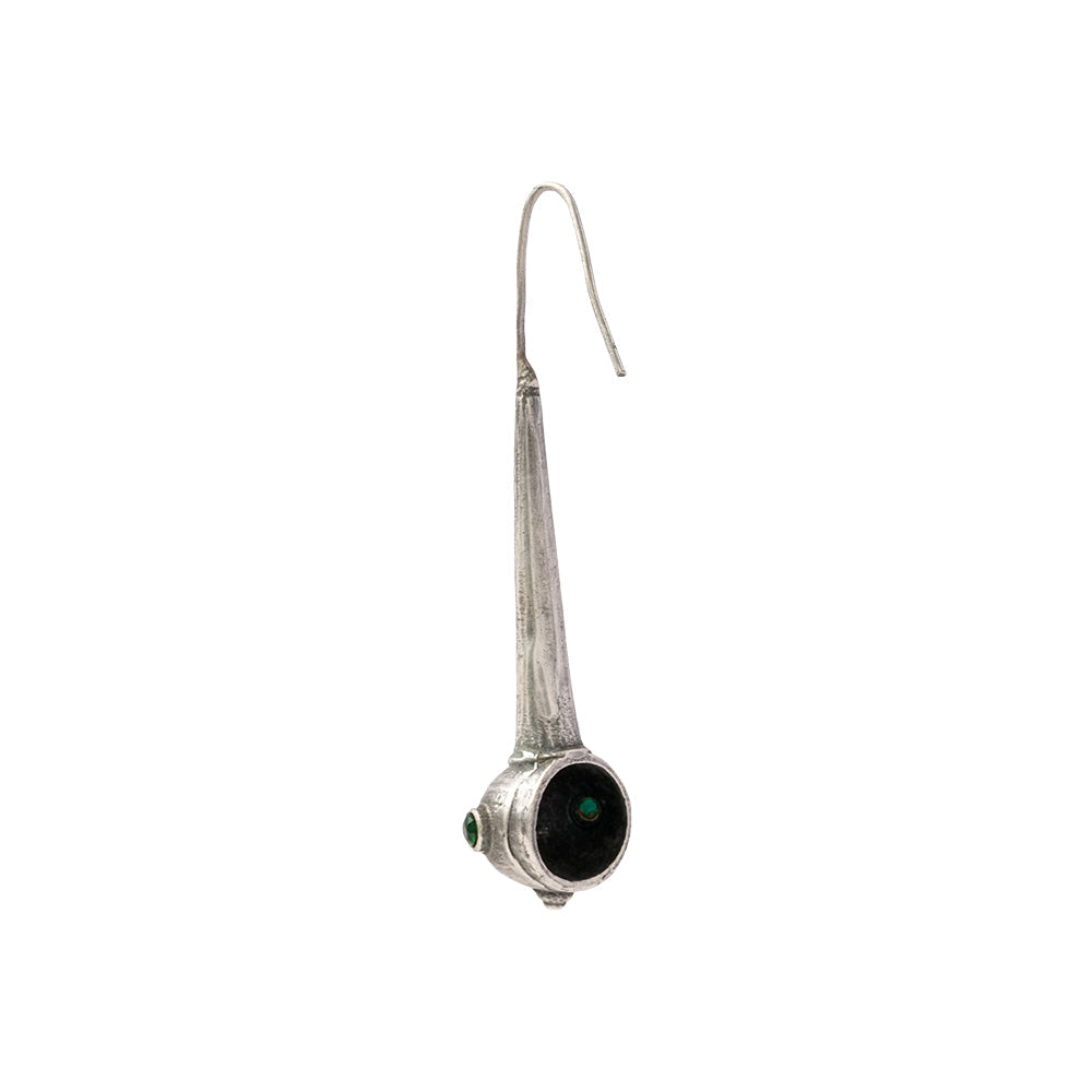 Somya- Silver Brass Oxidised dangler earrings(Green)