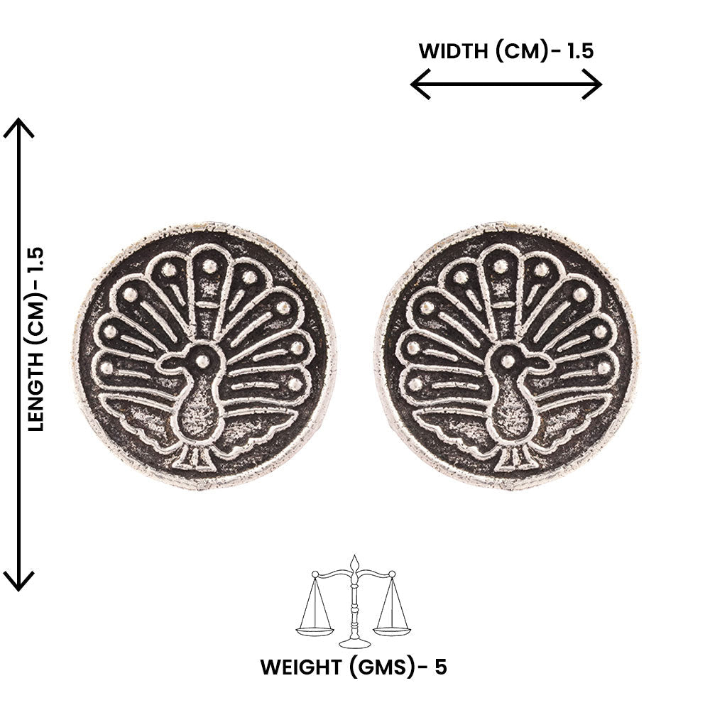 Do Anmol- Combo of Silver Brass Oxidised stud Earrings