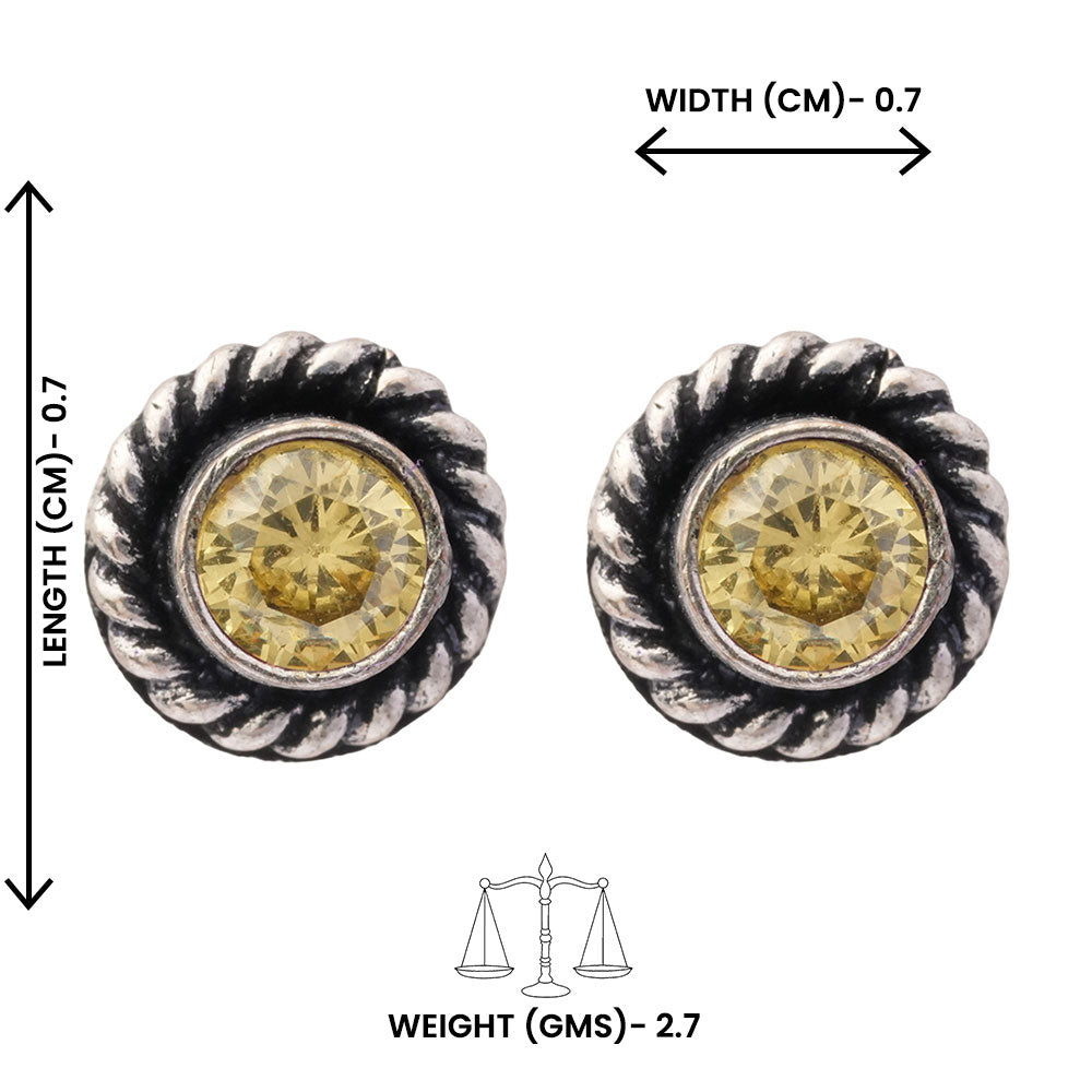 Neelam- Combo of Silver Brass Oxidised stud Earrings