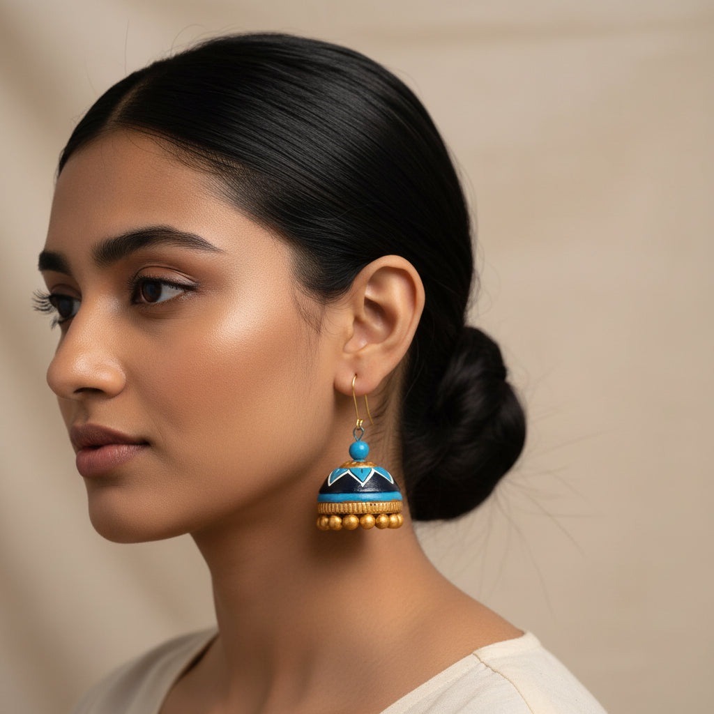 Suryamitti- Handcrafted Clay Jhumki Earrings
