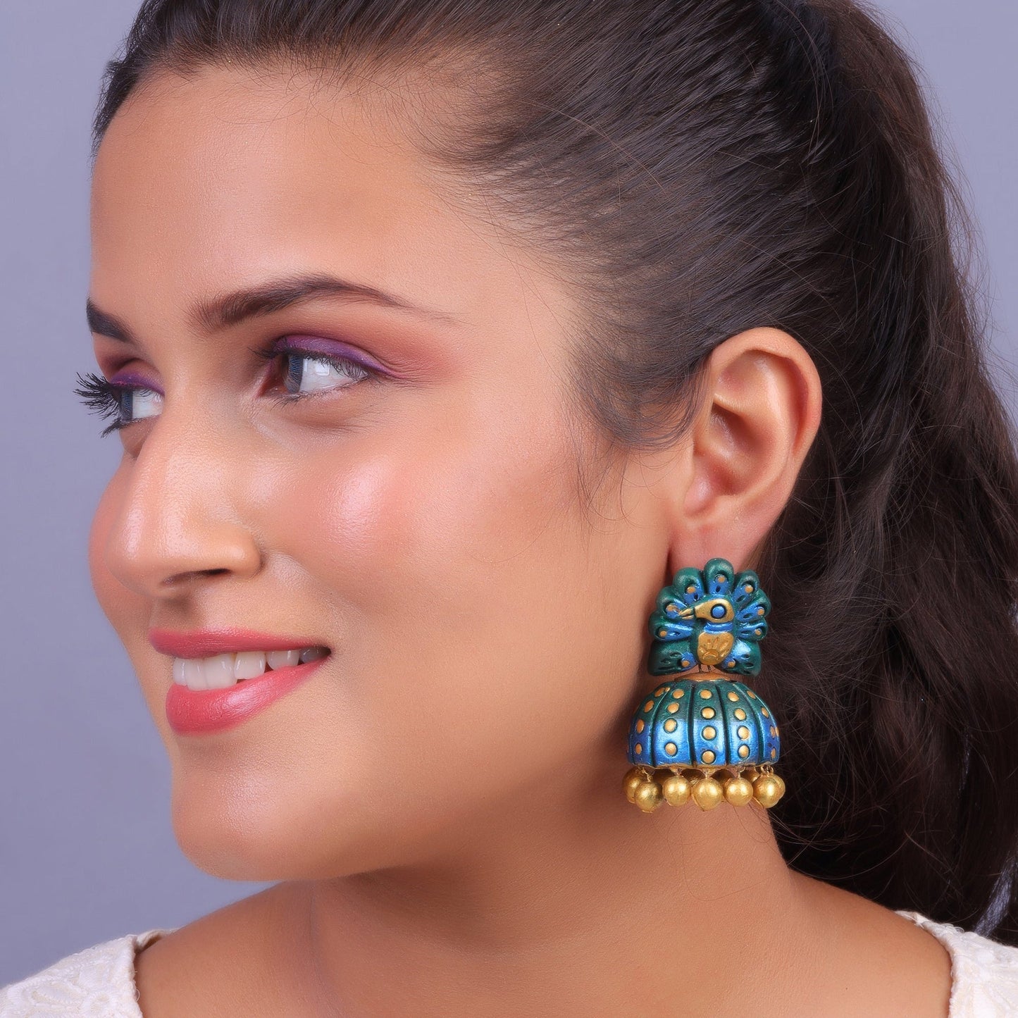 Gulal- Handcrafted Clay Jhumki Earrings