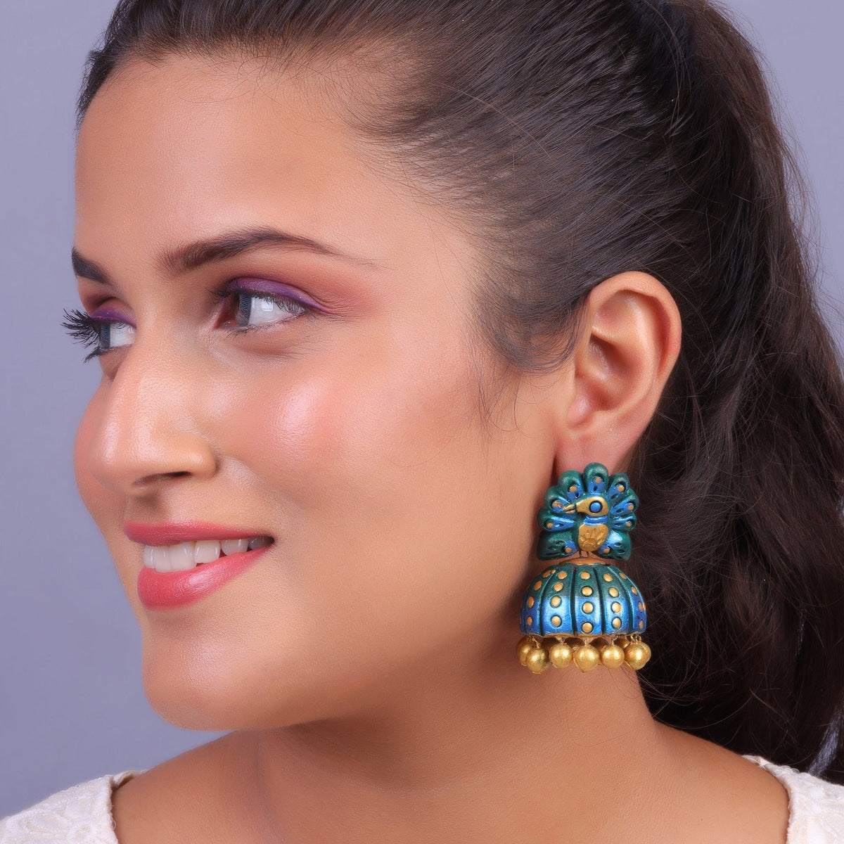 Gulal- Handcrafted Clay Jhumki Earrings