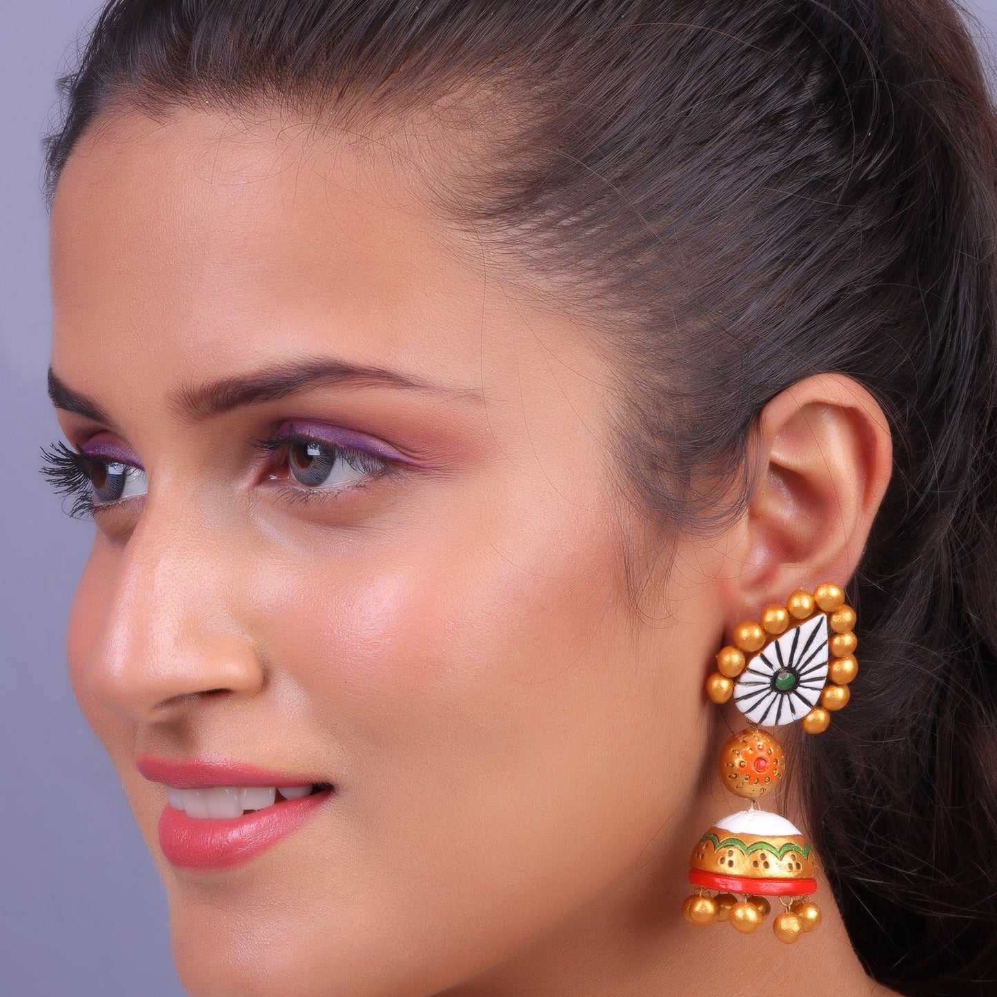 Surya- Handcrafted Clay Jhumki Earrings