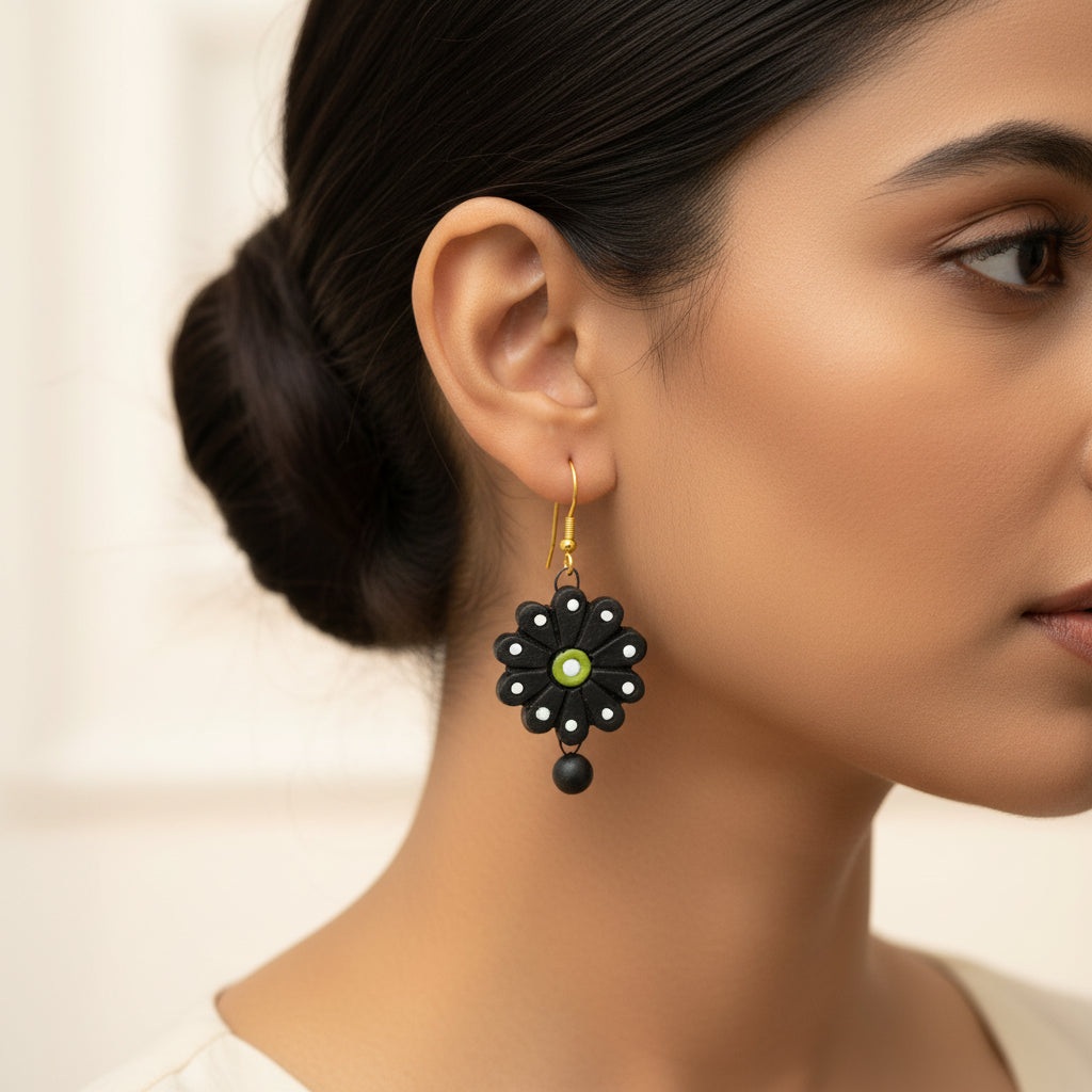 Bhavri- Handcrafted Clay Dangler Earrings