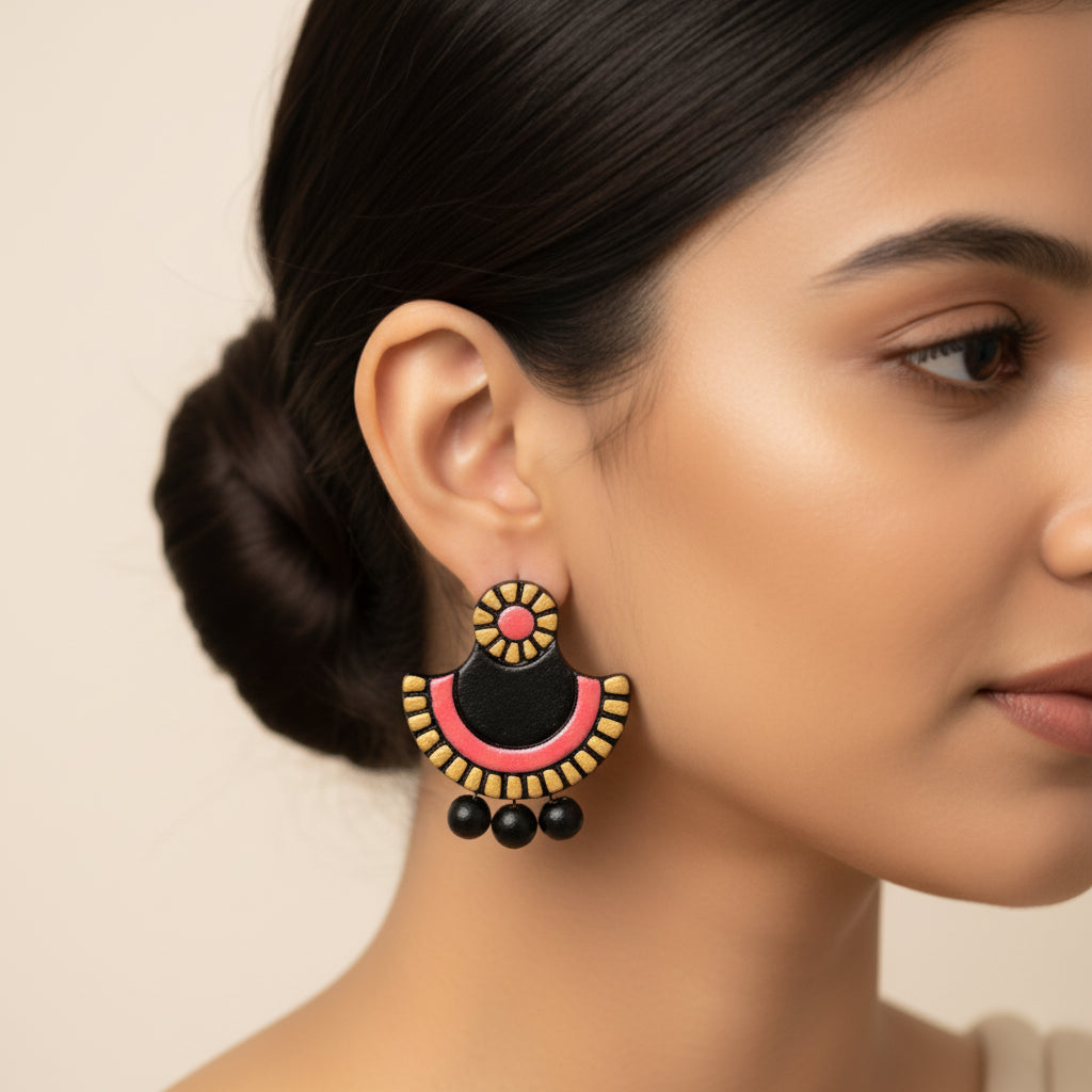 Ghoomar- Handcrafted Clay Dangler Earrings