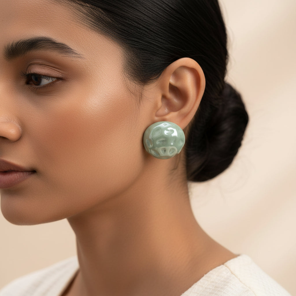 Coral stone- Stud earrings
