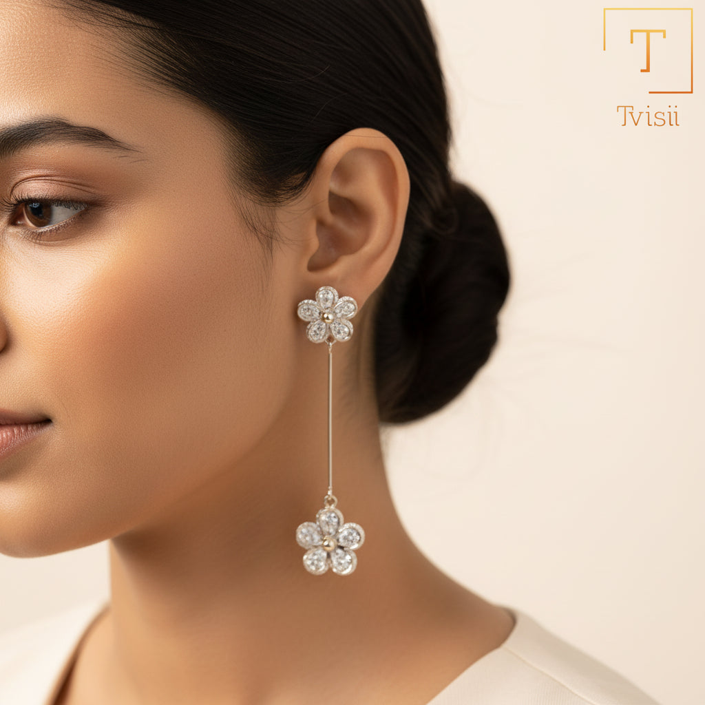 Petal Loop- Stone studded dangler earrings