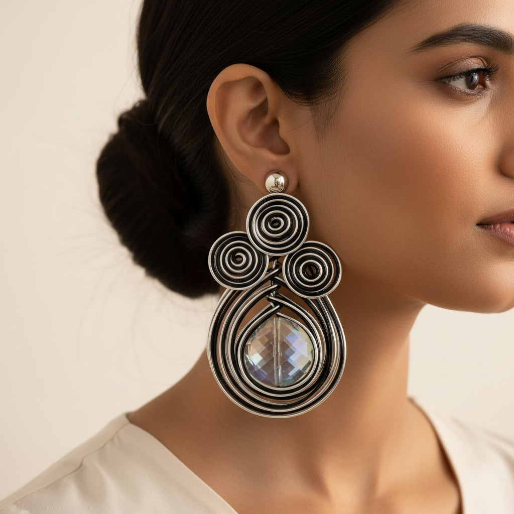 Crystal Core- Stone studded dsangler earrings