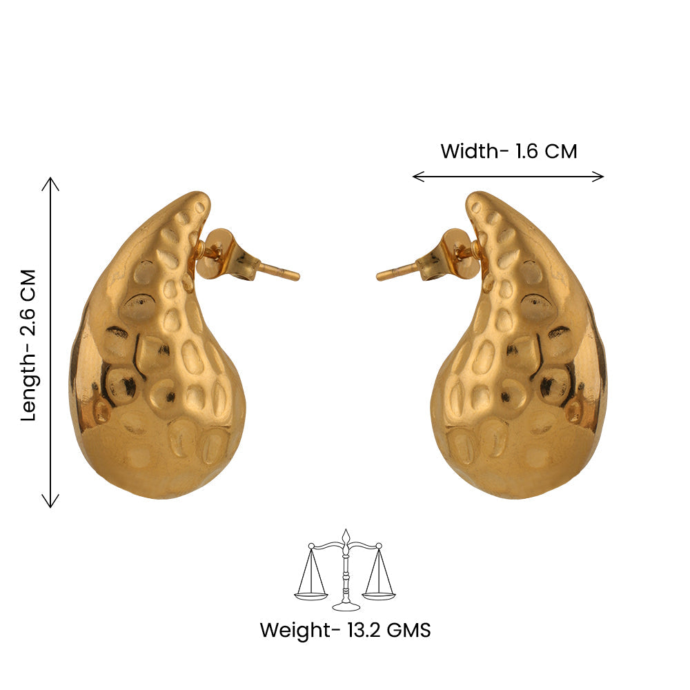 Fluid Form- Golden Stud Earrings