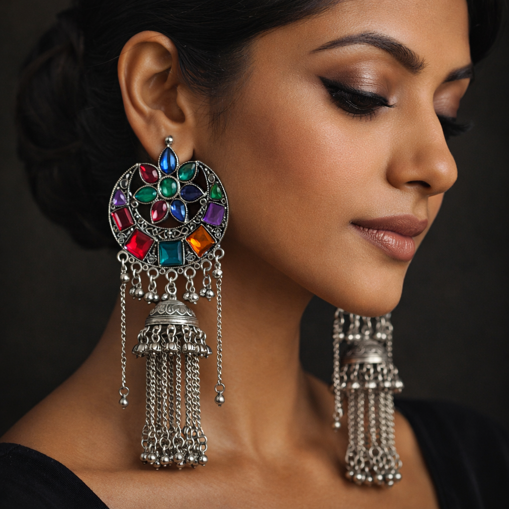 Gilded Legacy- Stone studded Jhumki Earrings