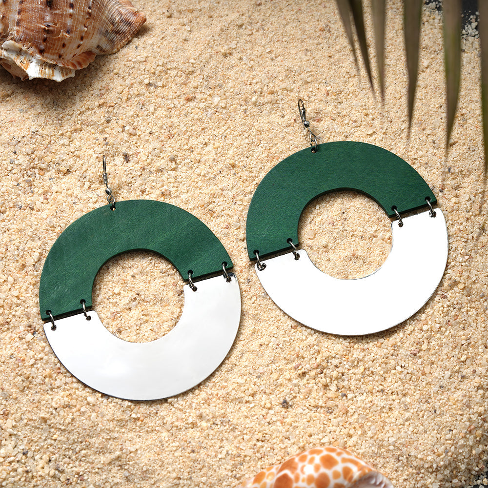 Contrast culture- wooden dangler earrings