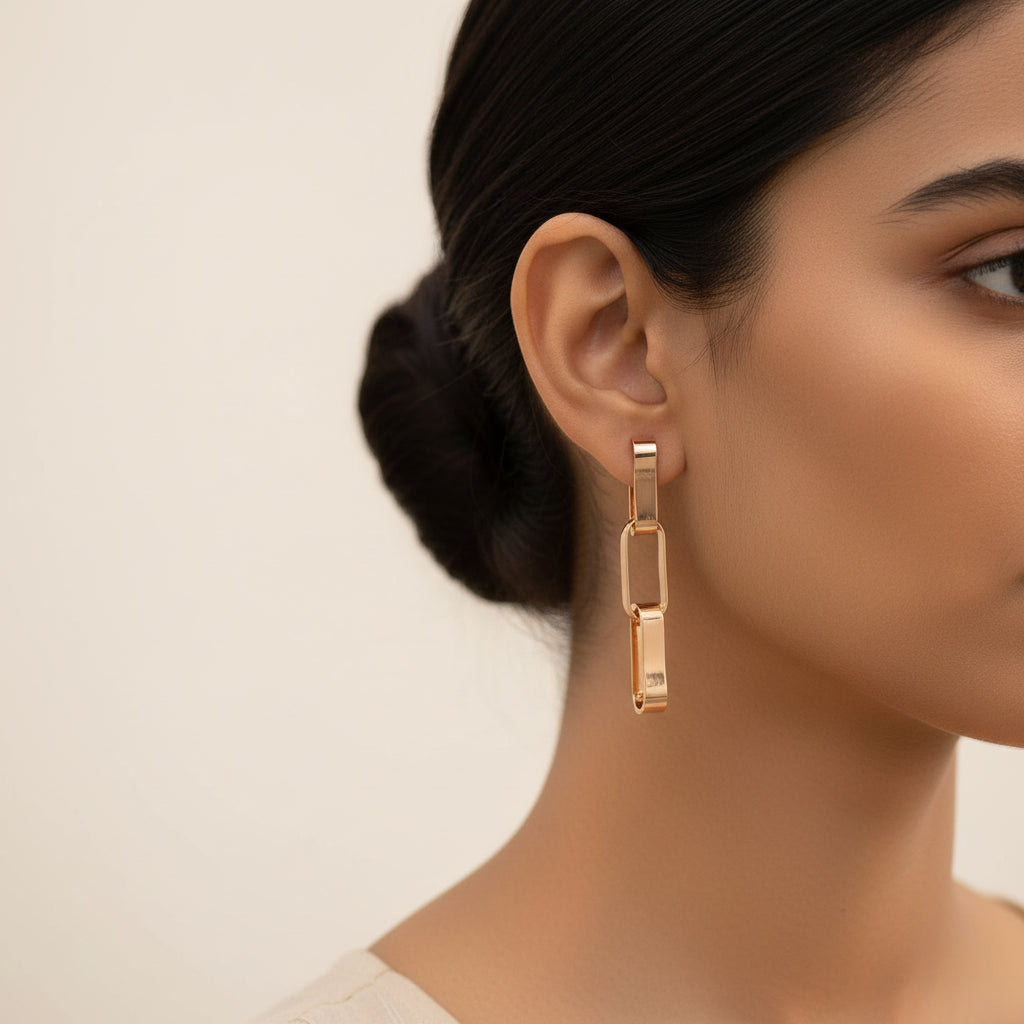 Chain Charm- interlocked chain dangler earrings