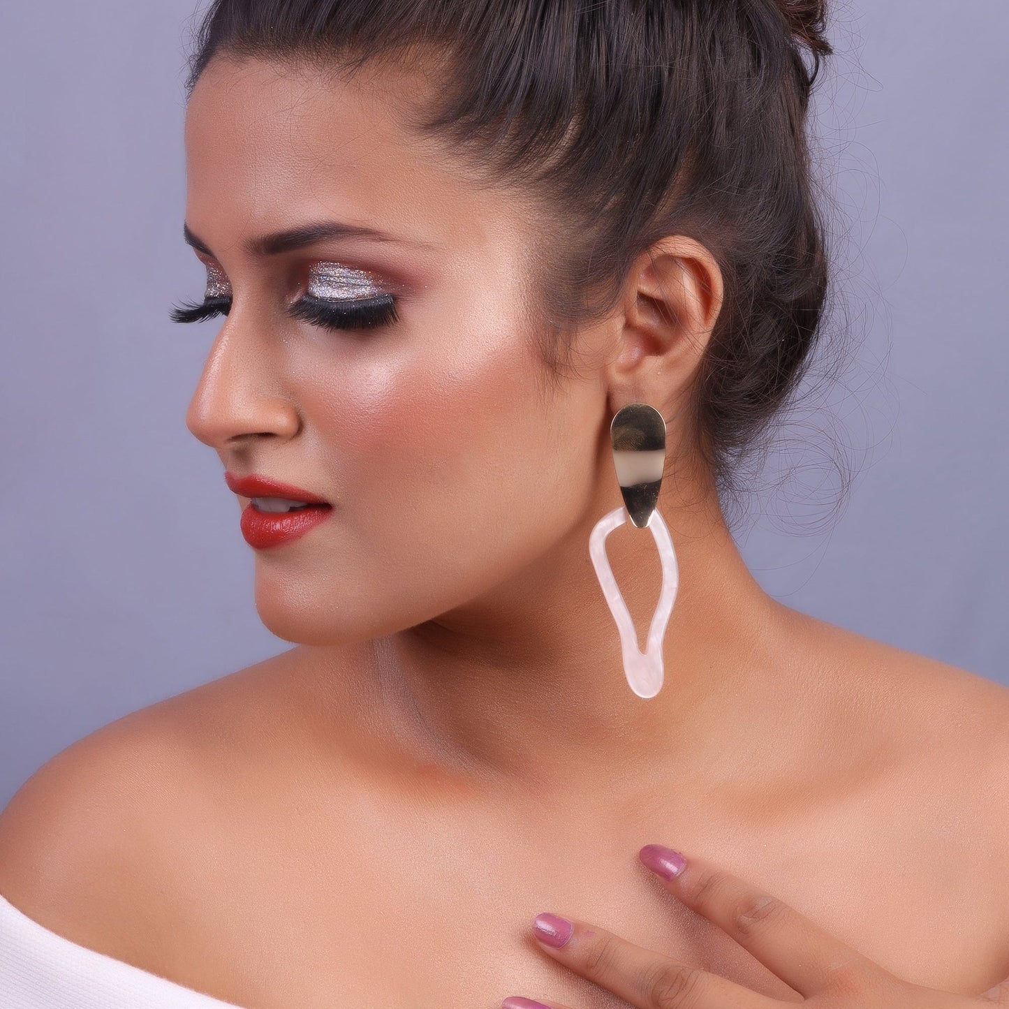 Modern Vein- Metallic dangler earrings
