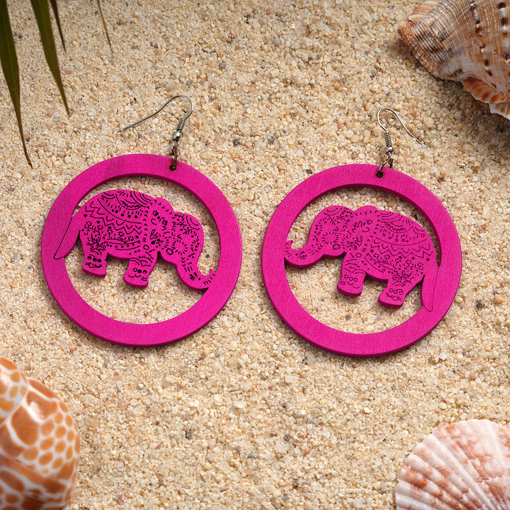 Vibrant trunk- Pink Elephant shaped dangler earrings