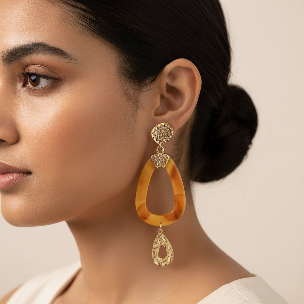 Sunset Thread- Metallic charm dangler earrings