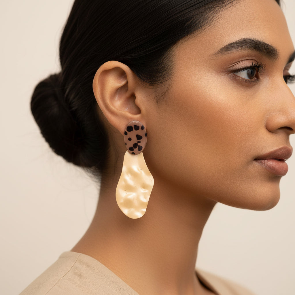 Coral Petal- Metallic dangler earrings