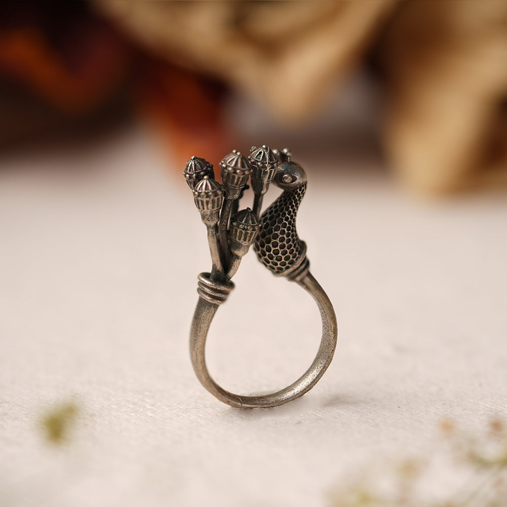 Rupak- Silver oxidised ring