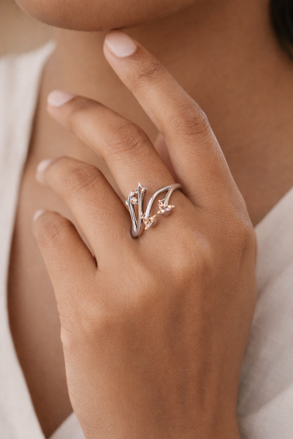 Subtle Radiance- Stone studded metal ring