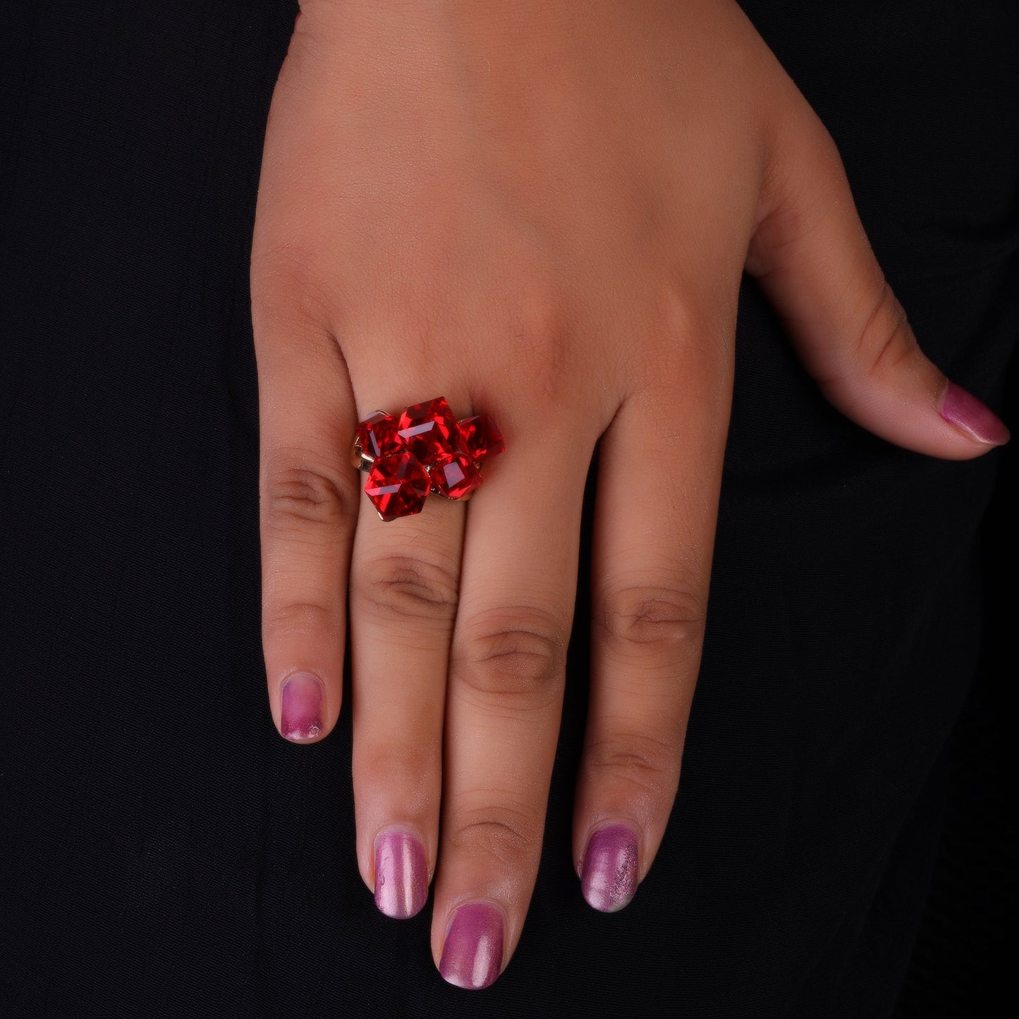 Crystal Loop- Stone studded metal ring
