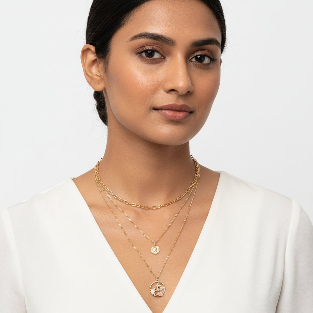 Dawn Thread- golden minimal layered necklace