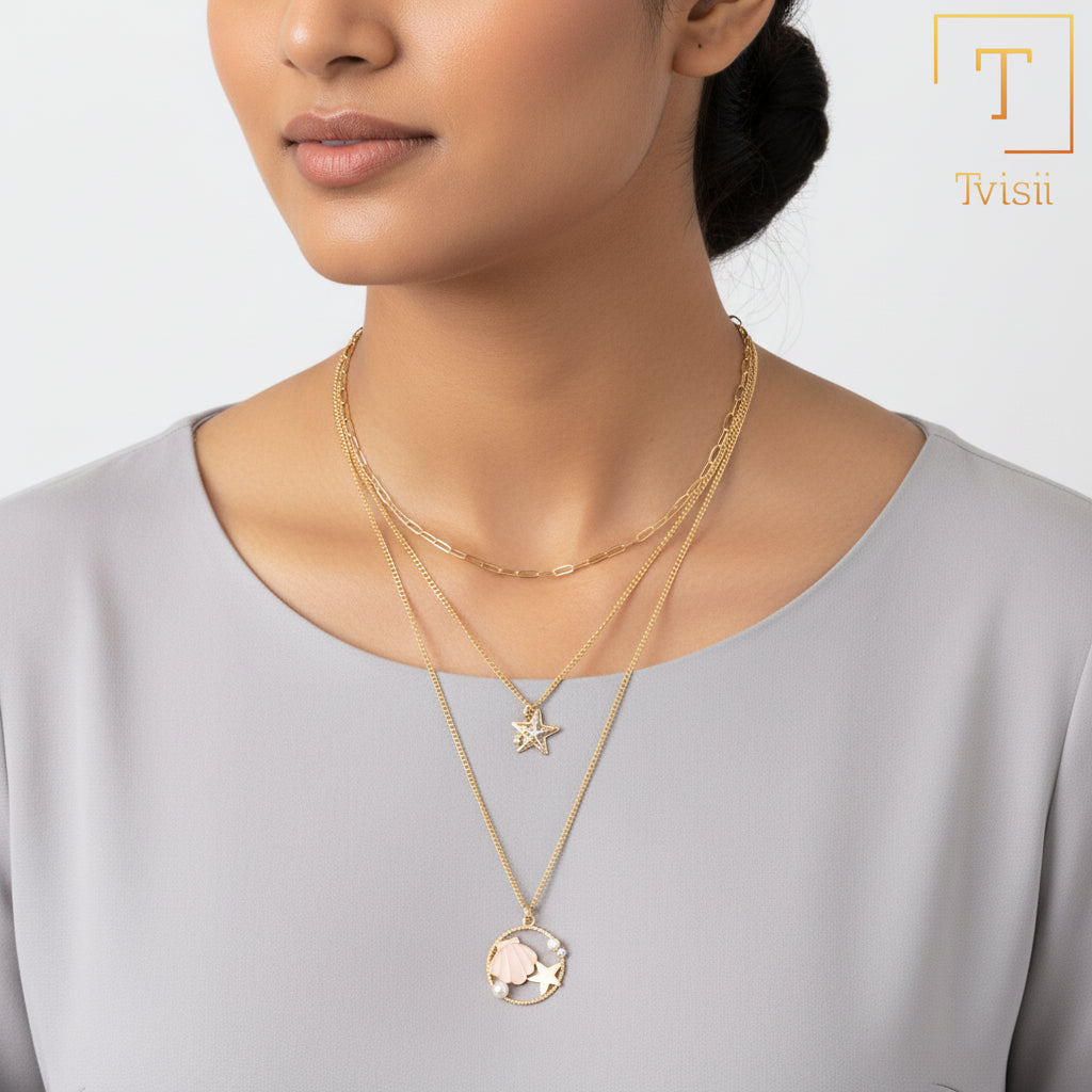 Light Bloom- golden minimal layered necklace